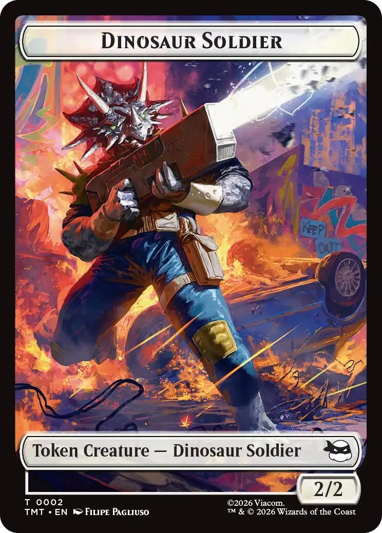 Image for Dinosaur Soldier // Copy Double-Sided Token (2 // 1) (Teenage Mutant Ninja Turtles) - Magic: The Gathering