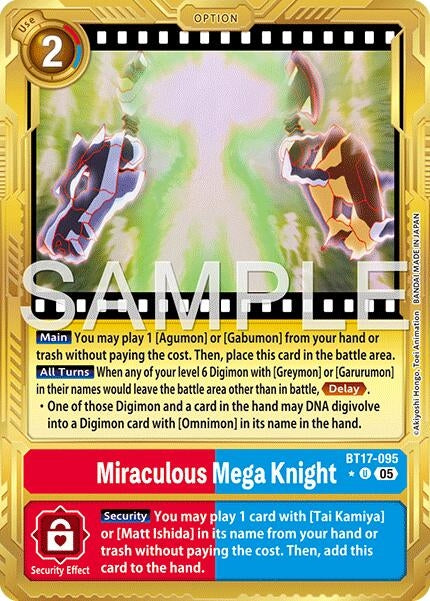 Image for Miraculous Mega Knight (Gold Border) (BT17-095 U) (Advanced Booster Digimon Generation) - Digimon Card Game