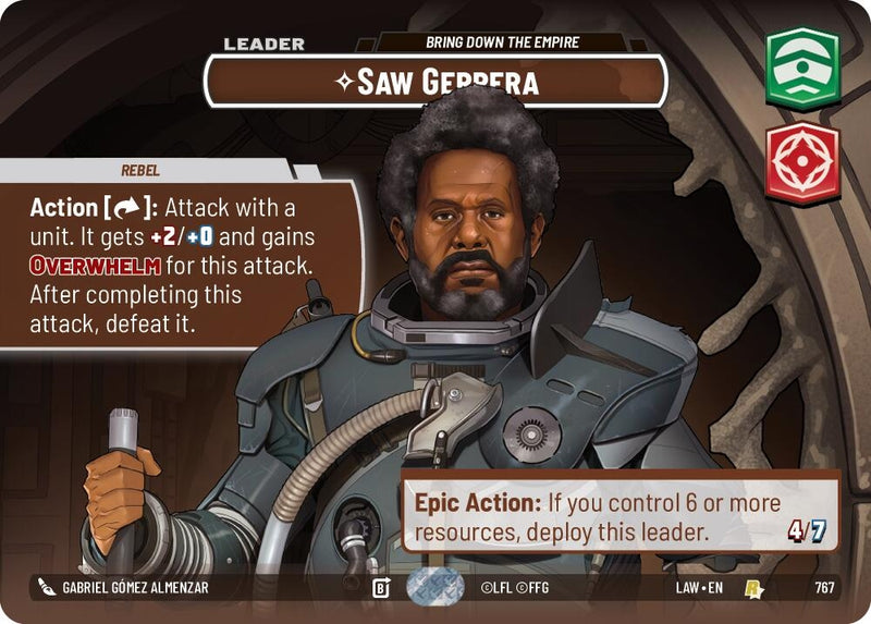 Image for Saw Gerrera - Bring Down the Empire (Showcase) (767) (A Lawless Time) - Star Wars: Unlimited
