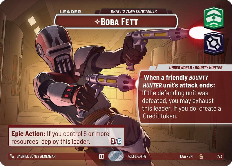 Image for Boba Fett - Krayt's Claw Commander (Showcase) (773) (A Lawless Time) - Star Wars: Unlimited