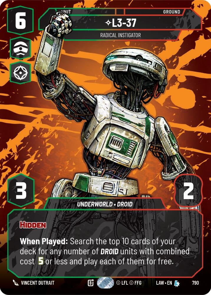 Image for L3-37 - Radical Instigator (Prestige) (790) (A Lawless Time) - Star Wars: Unlimited