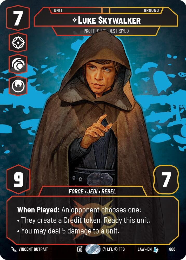 Image for Luke Skywalker - Profit or Be Destroyed (Prestige) (806) (A Lawless Time) - Star Wars: Unlimited