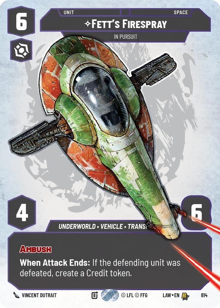 Image for Fett's Firespray - In Pursuit (Prestige) (814) (A Lawless Time) - Star Wars: Unlimited