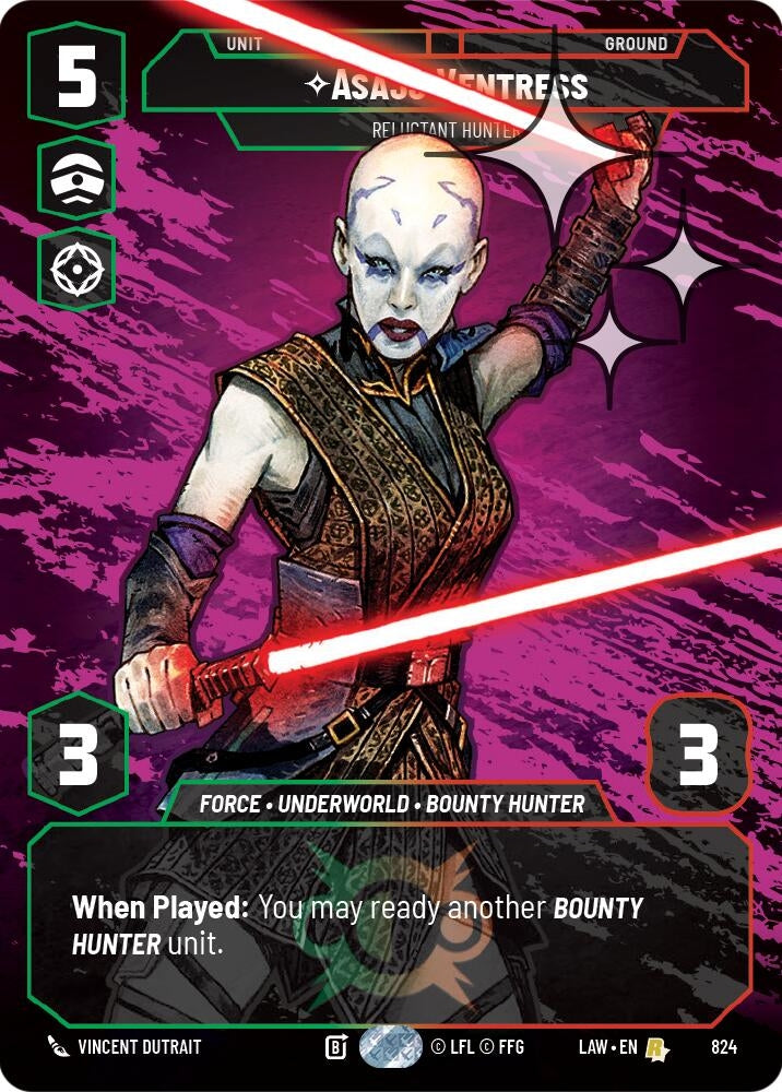 Image for Asajj Ventress - Reluctant Hunter (Prestige Foil) (824) (A Lawless Time) - Star Wars: Unlimited
