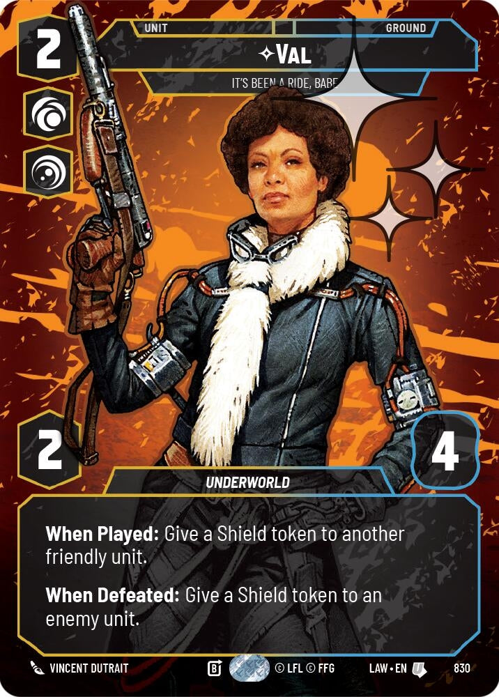 Image for Val - It's Been a Ride, Babe (Prestige Foil) (830) (A Lawless Time) - Star Wars: Unlimited