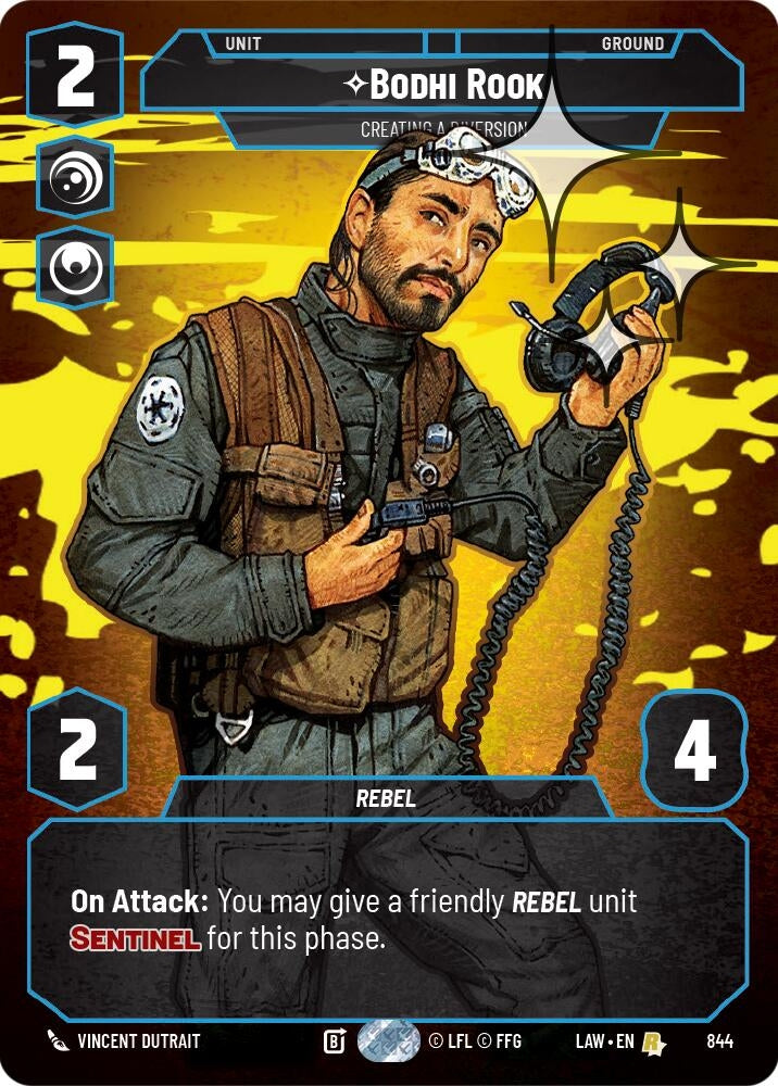 Image for Bodhi Rook - Creating a Diversion (Prestige Foil) (844) (A Lawless Time) - Star Wars: Unlimited