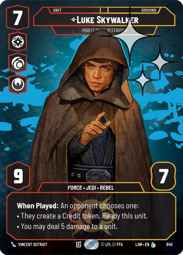 Image for Luke Skywalker - Profit or Be Destroyed (Prestige Foil) (845) (A Lawless Time) - Star Wars: Unlimited