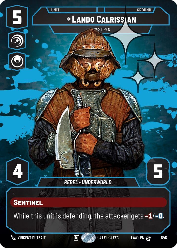 Image for Lando Calrissian - Eyes Open (Prestige Foil) (848) (A Lawless Time) - Star Wars: Unlimited