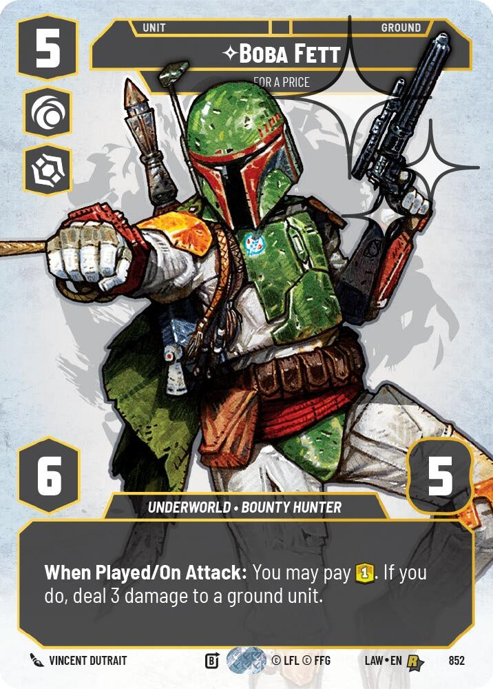 Image for Boba Fett - For a Price (Prestige Foil) (852) (A Lawless Time) - Star Wars: Unlimited