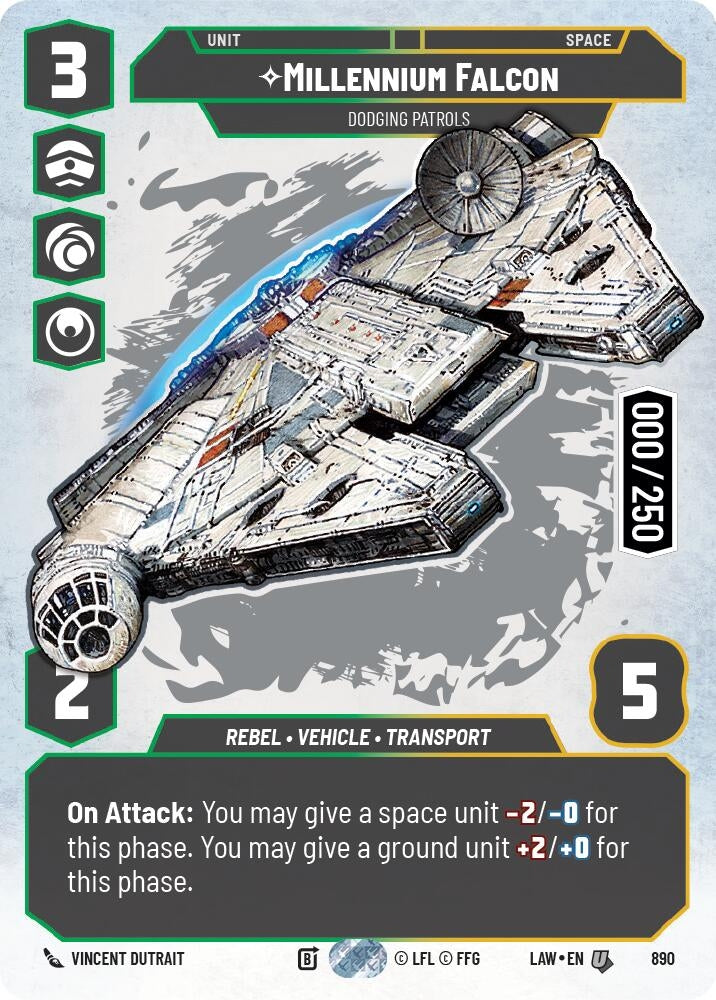 Image for Millennium Falcon - Dodging Patrols (Serialized) (890) (A Lawless Time) - Star Wars: Unlimited