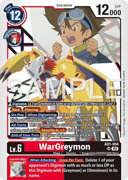 Image for WarGreymon - AD1-004 (AD1-004 SR) (Advanced Booster Digimon Generation) (AD-01) - Digimon Card Game