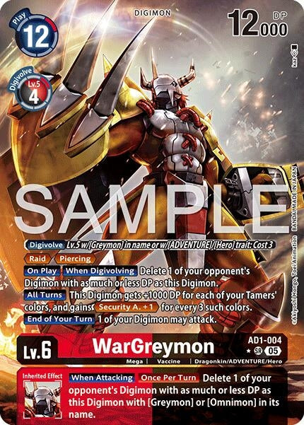 Image for WarGreymon - AD1-004 (Alternate Art) (AD1-004 SR) (Advanced Booster Digimon Generation) (AD-01) - Digimon Card Game