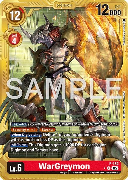 Image for WarGreymon - P-182 (Gold Border) (P-182 P) (Advanced Booster Digimon Generation) (AD-01) - Digimon Card Game