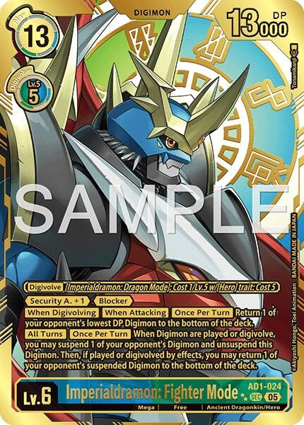 Image for Imperialdramon: Fighter Mode - AD1-024 (Rare Pull) (AD1-024 SEC) (Advanced Booster Digimon Generation) (AD-01) - Digimon Card Game