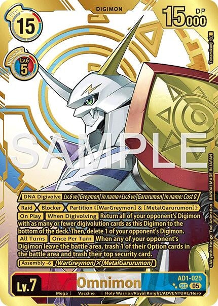 Image for Omnimon - AD1-025 (Rare Pull) (AD1-025 SEC) (Advanced Booster Digimon Generation) (AD-01) - Digimon Card Game