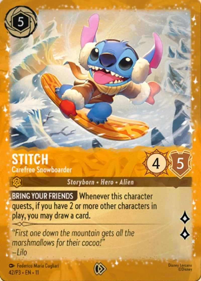 Image for Stitch - Carefree Snowboarder (42) (Disney Lorcana Promo Cards) - Disney Lorcana