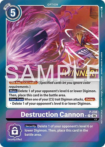Image for Destruction Cannon (Store Tournament 2026 Vol. 2 Winner Pack) (P-238 P) (Digimon Promotion Cards) (D-PR) - Digimon Card Game