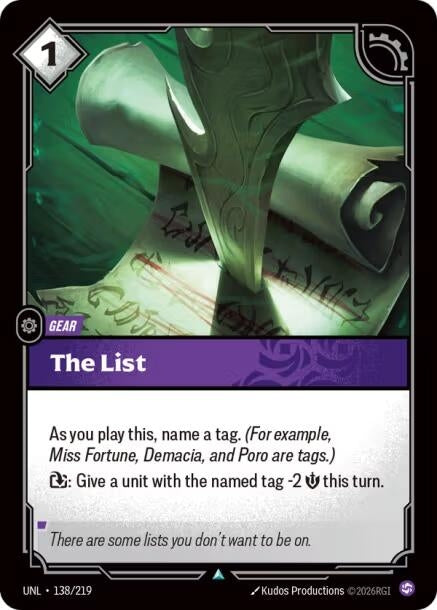 Image for The List (138/219) (Unleashed) - Riftbound: League of Legends Trading Card Game
