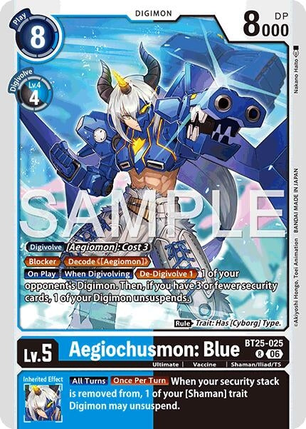 Image for Aegiochusmon: Blue (BT25-025 R) (Dual Revolution) (BT-25) - Digimon Card Game