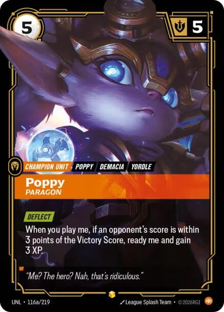 Image for Poppy - Paragon (Alternate Art) (116a/219) (Unleashed) - Riftbound: League of Legends Trading Card Game
