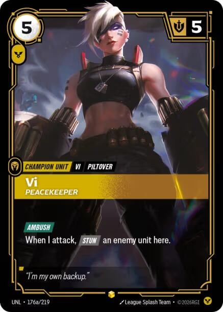 Image for Vi - Peacekeeper (Alternate Art) (176a/219) (Unleashed) - Riftbound: League of Legends Trading Card Game