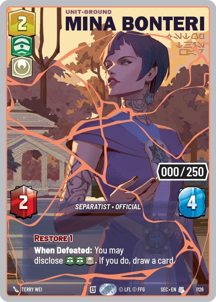 Image for Mina Bonteri - Stop This War (Serialized) (Rose Gold) (1126) (Secrets of Power) - Star Wars: Unlimited