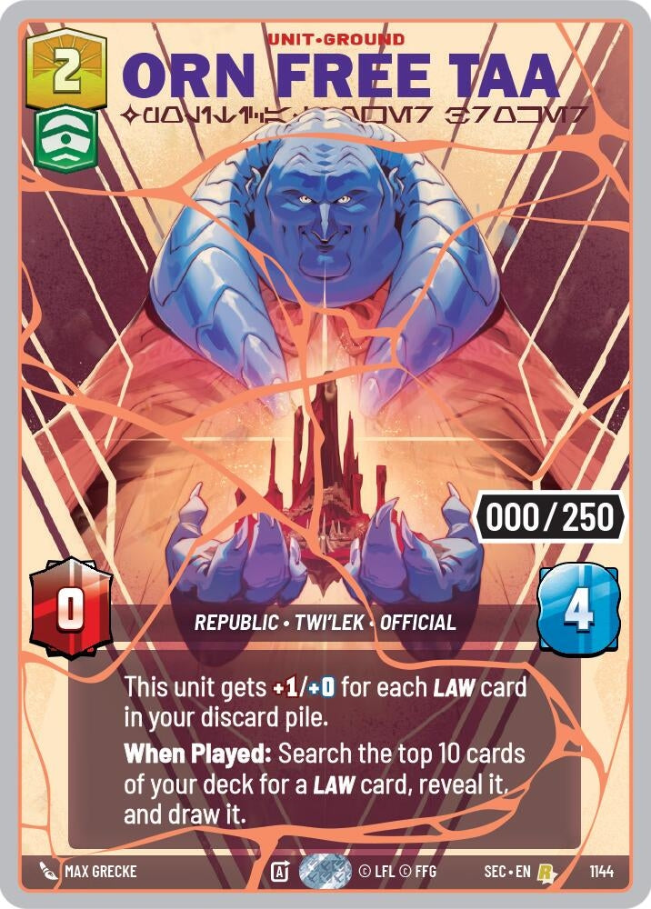 Image for Orn Free Taa - Political Power Broker (Serialized) (Rose Gold) (1144) (Secrets of Power) - Star Wars: Unlimited