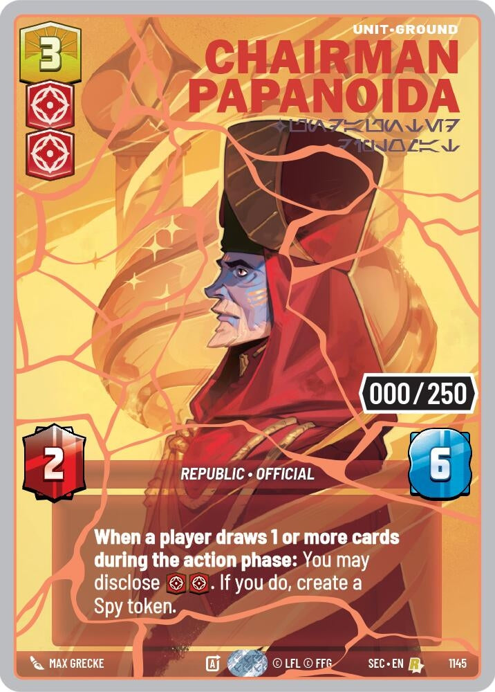 Image for Chairman Papanoida - Undaunted Diplomat (Serialized) (Rose Gold) (1145) (Secrets of Power) - Star Wars: Unlimited