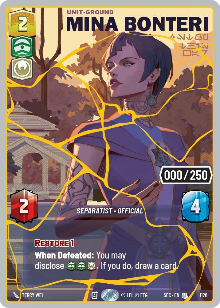 Image for Mina Bonteri - Stop This War (Serialized) (Gold) (1126) (Secrets of Power) - Star Wars: Unlimited