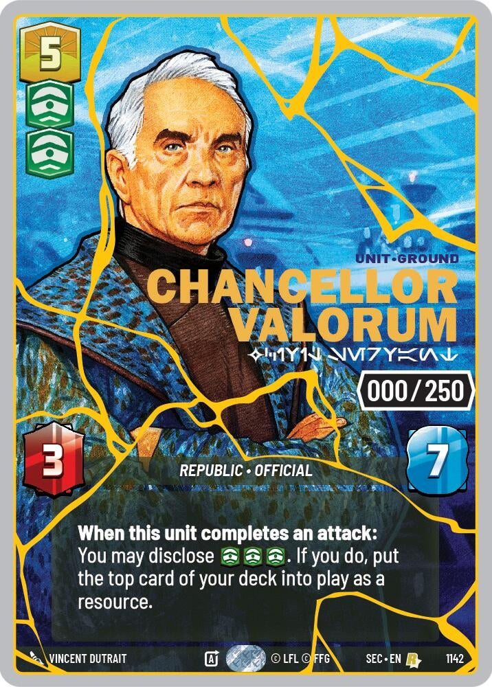 Image for Chancellor Valorum - Civil Servant (Serialized) (Gold) (1142) (Secrets of Power) - Star Wars: Unlimited
