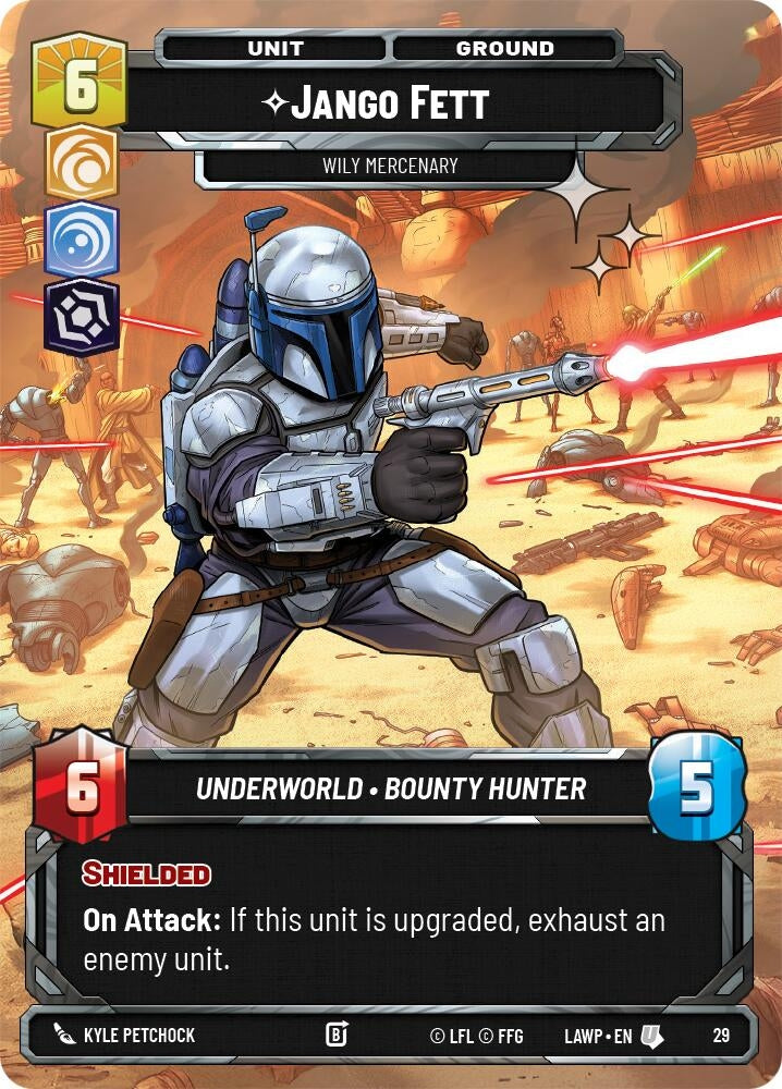 Image for Jango Fett - Wily Mercenary (Foil) (29) (A Lawless Time: Weekly Play Promos) - Star Wars: Unlimited