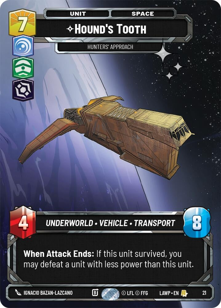 Image for Hound's Tooth - Hunters' Approach (Foil) (21) (A Lawless Time: Weekly Play Promos) - Star Wars: Unlimited