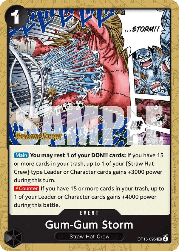Image for Gum-Gum Storm (OP15-095) (Adventure on Kami's Island Release Event Cards) - One Piece Card Game