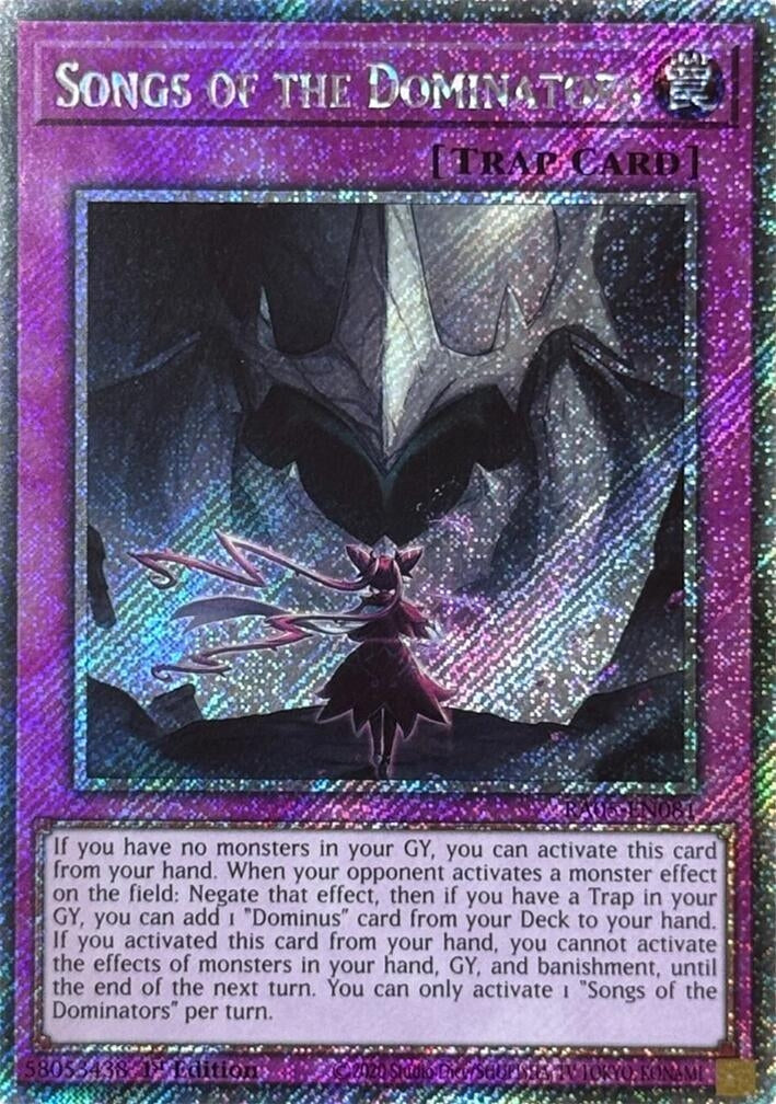 Image for Songs of the Dominators (Platinum Secret Rare) (RA05-EN081) (Rarity Collection 5) - YuGiOh