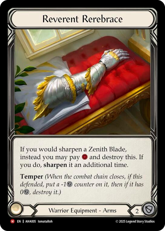 Image for Reverent Rerebrace (AHA005) (Armory Deck Origins: Hala) - Flesh and Blood TCG