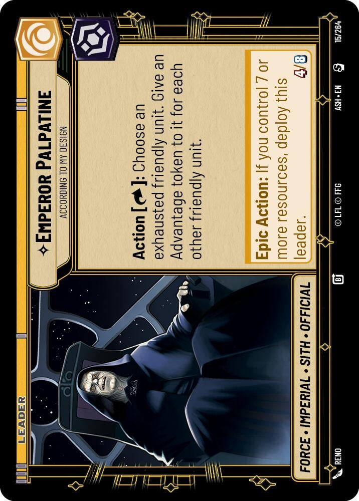 Image for Emperor Palpatine - According to My Design (15/264) (Ashes of the Empire) - Star Wars: Unlimited