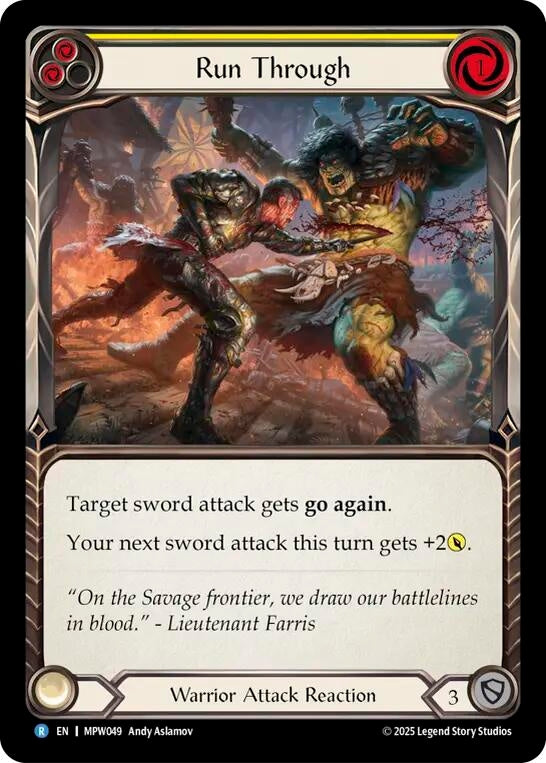 Image for Run Through (Yellow) (MPW049) (Mastery Pack Warrior) - Flesh and Blood TCG