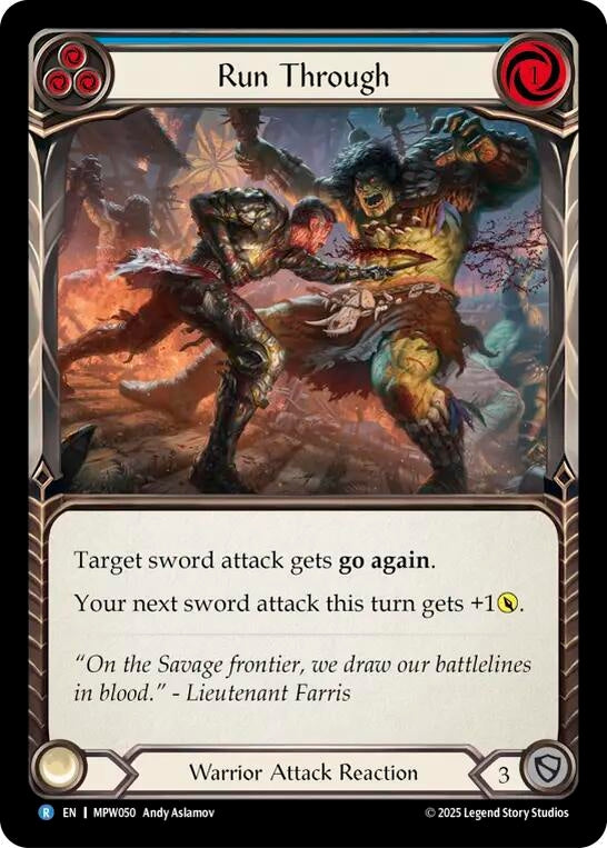 Image for Run Through (Blue) (MPW050) (Mastery Pack Warrior) - Flesh and Blood TCG