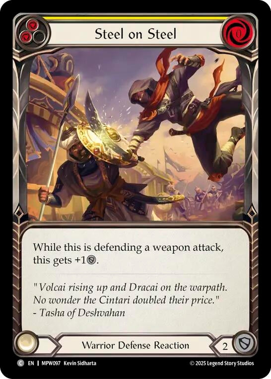 Image for Steel on Steel (Yellow) (MPW096) (Mastery Pack Warrior) - Flesh and Blood TCG