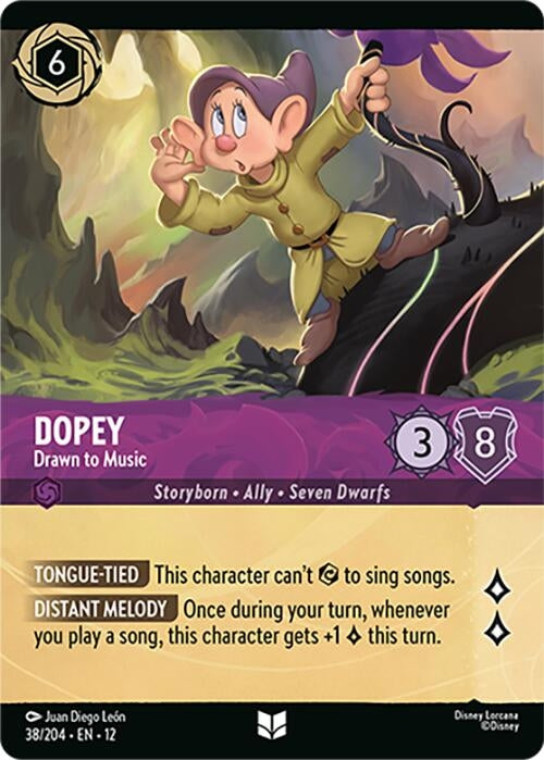 Image for Dopey - Drawn to Music (Foil) (38/204) (Wilds Unknown) - Disney Lorcana