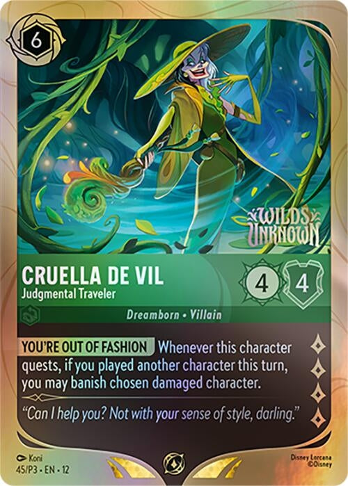 Image for Cruella De Vil - Judgmental Traveler (45) (Disney Lorcana Promo Cards) - Disney Lorcana