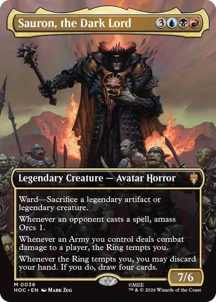 Image for Sauron, the Dark Lord (Borderless) (36) (The Hobbit: Eternal-Legal) - Magic: The Gathering