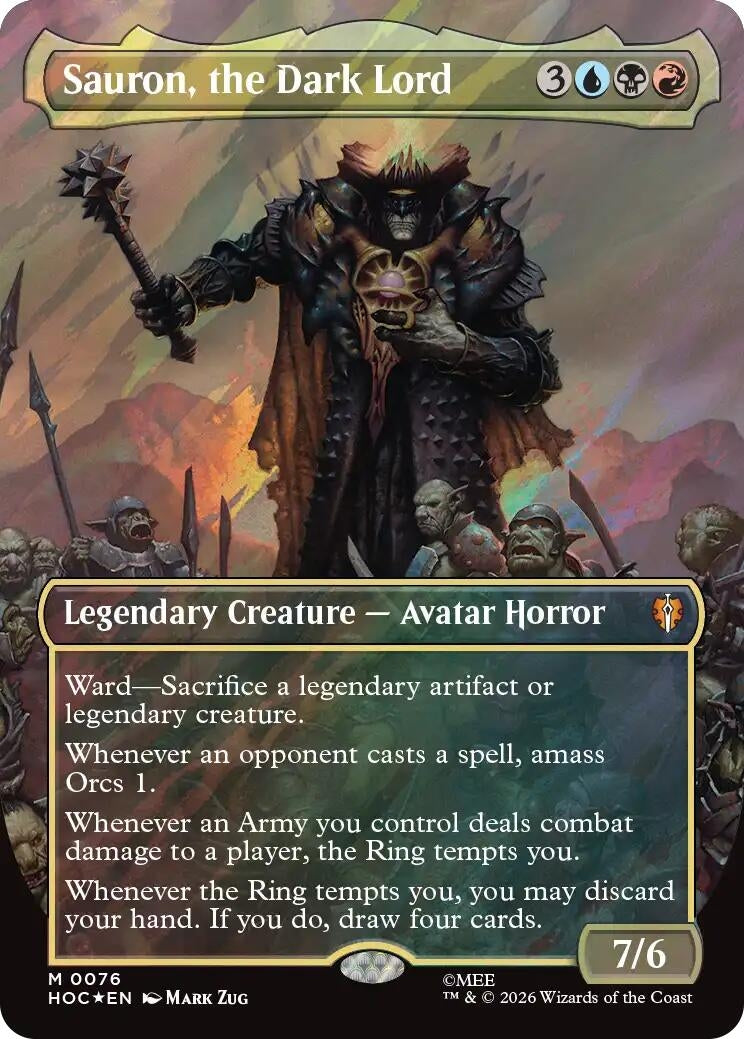 Image for Sauron, the Dark Lord (Borderless) (Surge Foil) (76) (The Hobbit: Eternal-Legal) - Magic: The Gathering