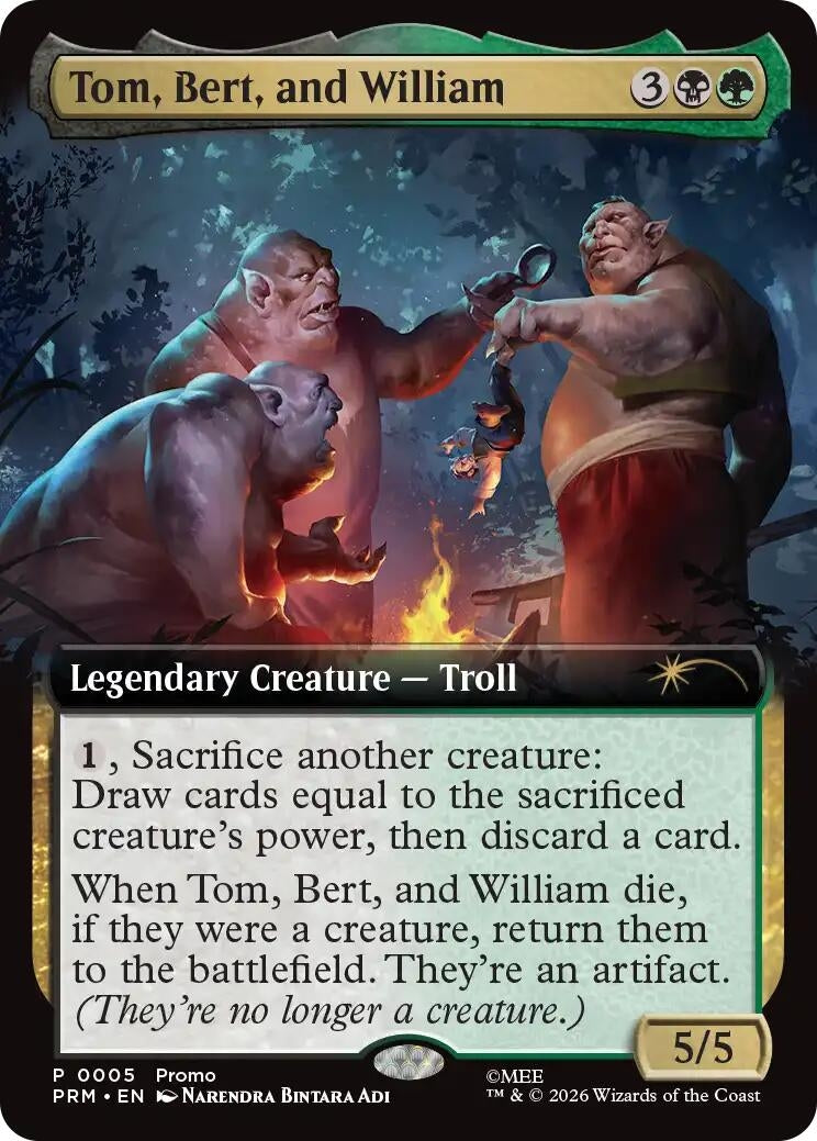 Image for Tom, Bert, and William (Extended Art) (5) (Promo Pack: The Hobbit) - Magic: The Gathering