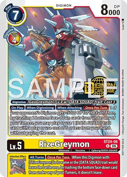 Image for RizeGreymon (Welcome Tamers Pack Vol.2) (ST24-06 R) (Starter Deck 24: Data Squad Release Event Cards) - Digimon Card Game