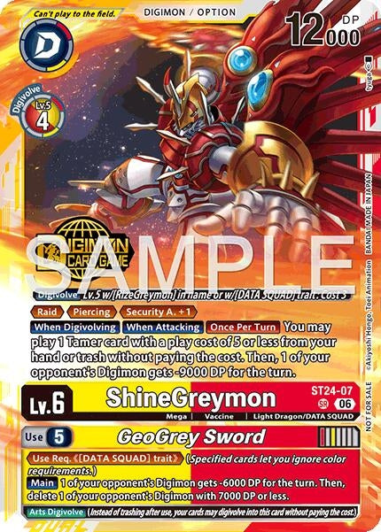 Image for ShineGreymon // GeoGrey Sword (Welcome Tamers Pack Vol.2) (ST24-07 SR) (Starter Deck 24: Data Squad Release Event Cards) - Digimon Card Game