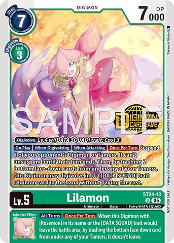 Image for Lilamon (Welcome Tamers Pack Vol.2) (ST24-10 U) (Starter Deck 24: Data Squad Release Event Cards) (ST-24_PR) - Digimon Card Game
