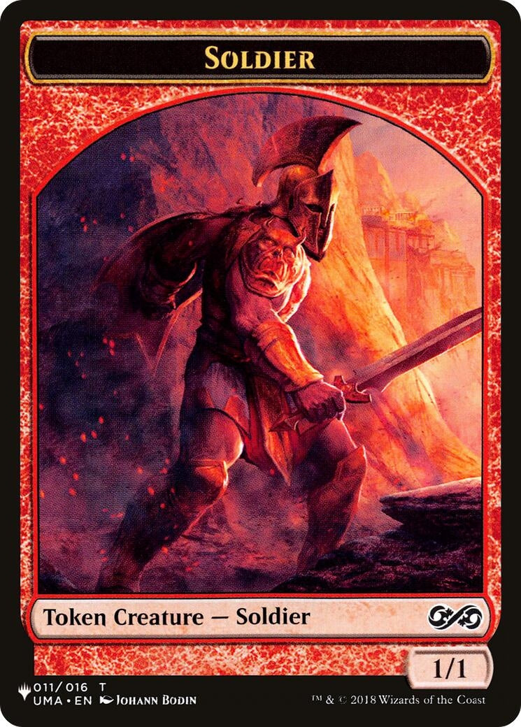Image for Soldier (UMA) // Kobolds of Kher Keep (MKC) Double-sided Token (11 // 12) (The List Reprints) - Magic: The Gathering
