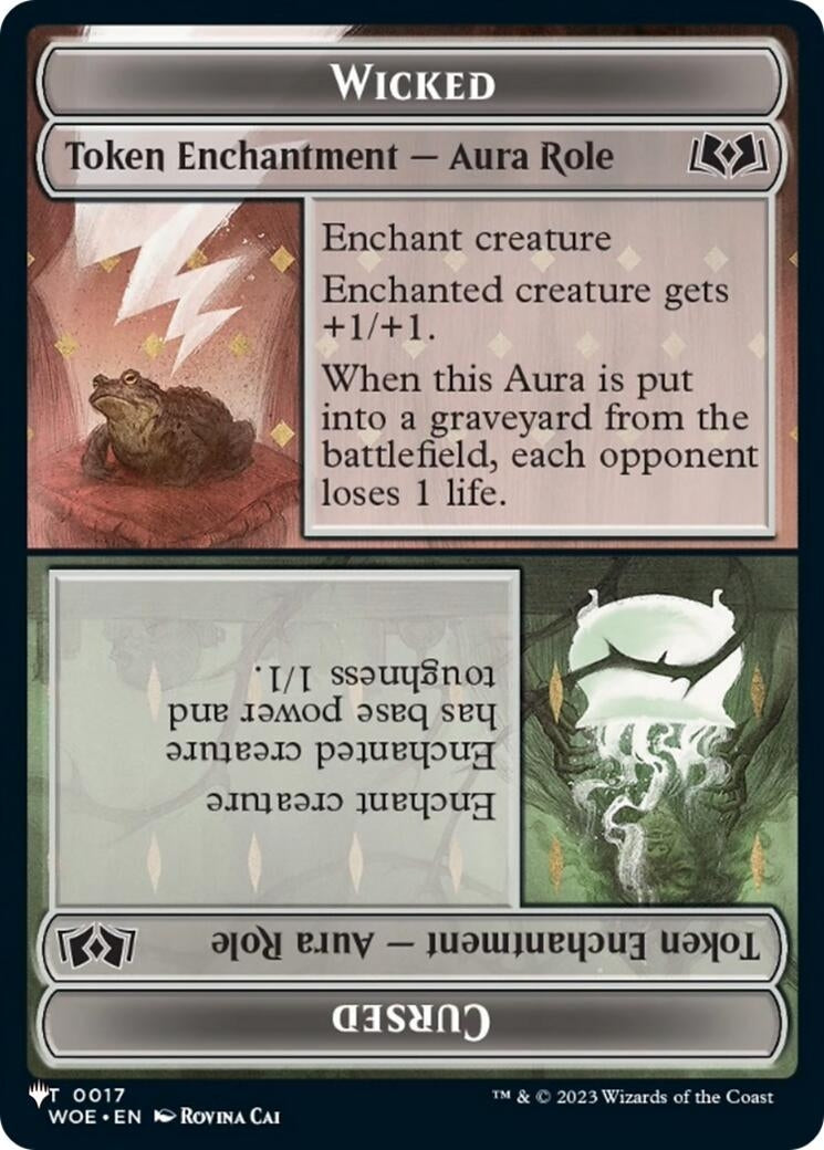 Image for Wicked Role / Cursed Role (WOE) // Treasure (MH3) Double-sided Token (17 // 7) (The List Reprints) - Magic: The Gathering