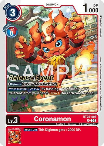 Image for Coronamon (BT25-008 U) (Dual Revolution Release Event Cards) (BT-25_PR) - Digimon Card Game